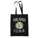 Tote Bag Noir Mon alpaga c'est ma vie