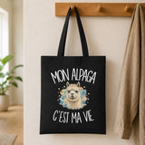 Tote Bag Noir Mon alpaga c'est ma vie
