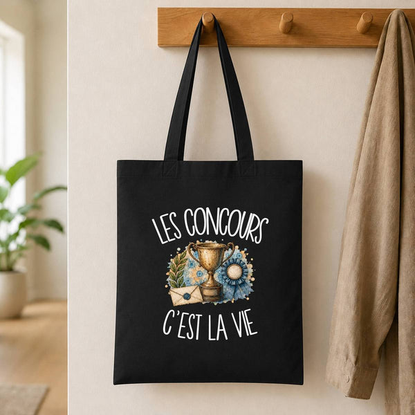 Tote Bag Noir Les concours c'est la vie