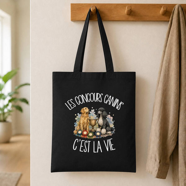 Tote Bag Noir Les concours canins c'est la vie