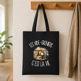 Tote Bag Noir Les vide-greniers c'est la vie