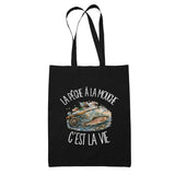 Tote Bag Noir La pêche à la mouche c'est la vie