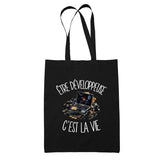 Tote Bag Noir Être développeuse c'est la vie