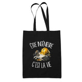 Tote Bag Noir Être ingénieure c'est la vie