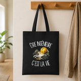Tote Bag Noir Être ingénieure c'est la vie
