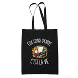 Tote Bag Noir Être coach sportive c'est la vie