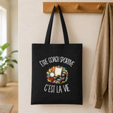 Tote Bag Noir Être coach sportive c'est la vie