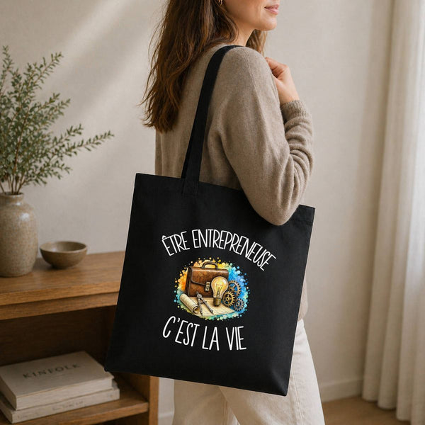 Tote Bag Noir Être entrepreneuse c'est la vie