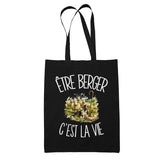 Tote Bag Noir Être berger c'est la vie