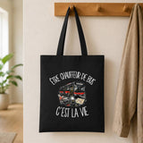 Tote Bag Noir Être chauffeur de bus c'est la vie