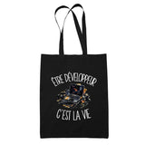 Tote Bag Noir Être développeur c'est la vie
