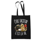 Tote Bag Noir Être facteur c'est la vie