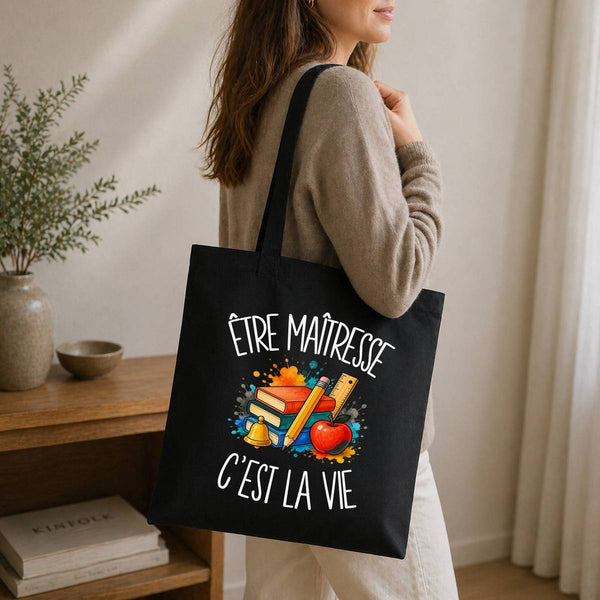 Tote Bag Noir Être maîtresse c'est la vie
