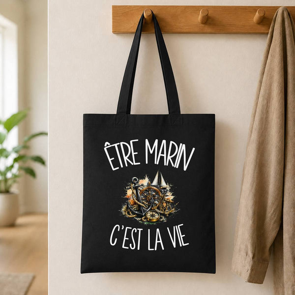 Tote Bag Noir Être marin c'est la vie