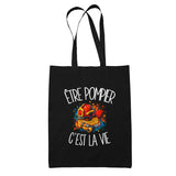 Tote Bag Noir Être pompier c'est la vie