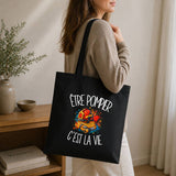 Tote Bag Noir Être pompier c'est la vie