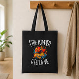 Tote Bag Noir Être pompier c'est la vie