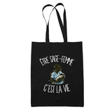 Tote Bag Noir Être sage-femme c'est la vie
