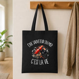 Tote Bag Noir Être sauveteur en mer c'est la vie