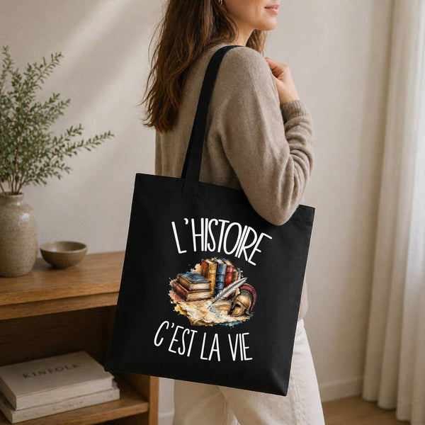 Tote Bag Noir L'histoire c'est la vie