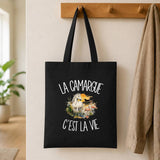 Tote Bag Noir La Camargue c'est la vie