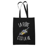 Tote Bag Noir La flûte c'est la vie