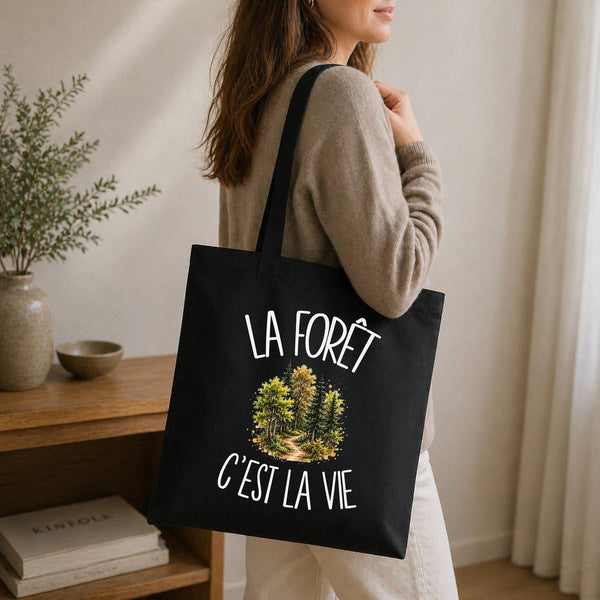 Tote Bag Noir La forêt c'est la vie