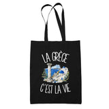 Tote Bag Noir La Grèce c'est la vie