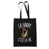 Tote Bag Noir La harpe c'est la vie