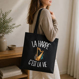 Tote Bag Noir La harpe c'est la vie