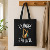 Tote Bag Noir La harpe c'est la vie