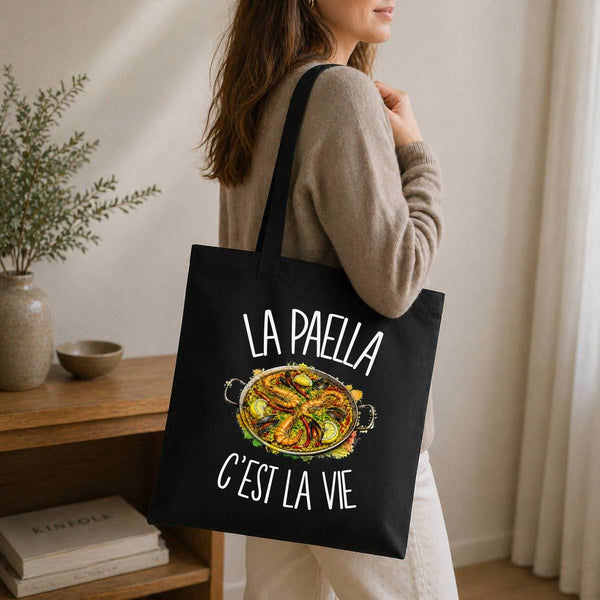 Tote Bag Noir La paella c'est la vie