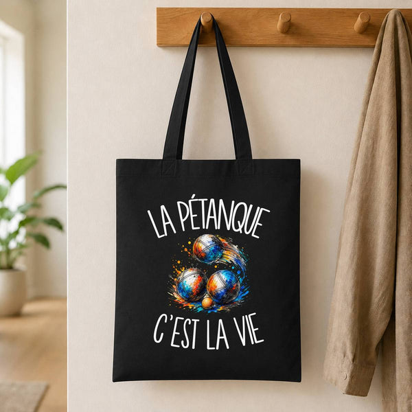 Tote Bag Noir La pétanque c'est la vie