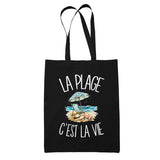 Tote Bag Noir La plage c'est la vie