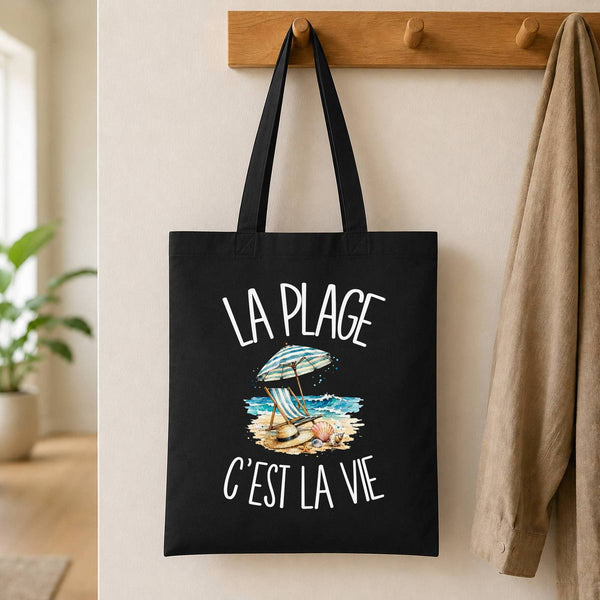 Tote Bag Noir La plage c'est la vie