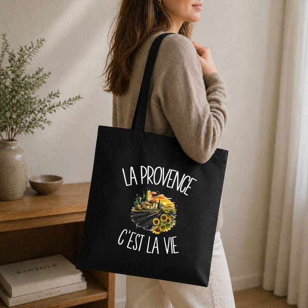 Tote Bag Noir La Provence c'est la vie