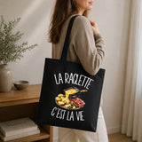Tote Bag Noir La raclette c'est la vie