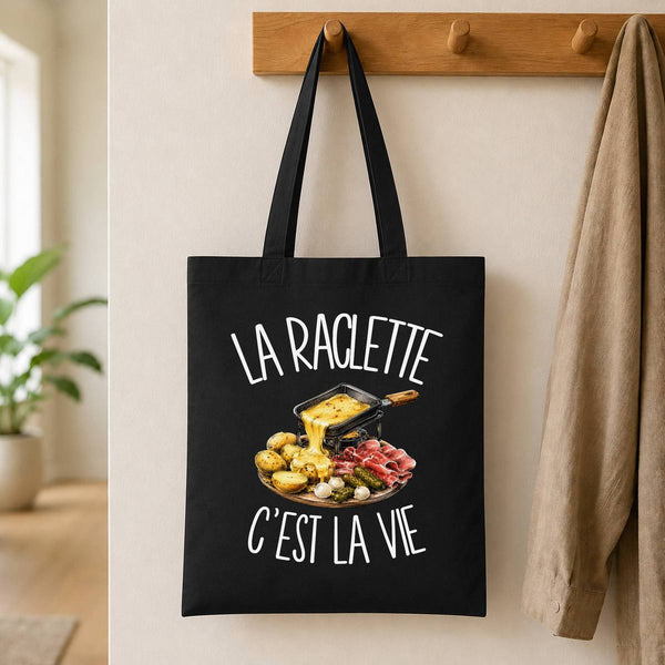 Tote Bag Noir La raclette c'est la vie