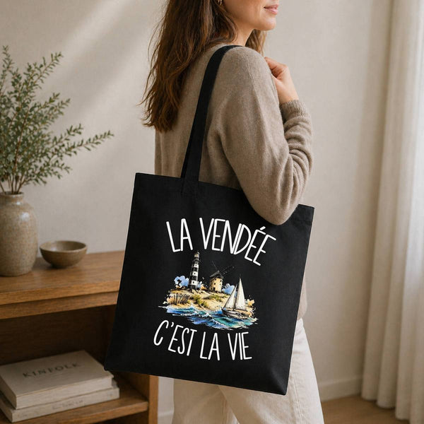 Tote Bag Noir La Vendée c'est la vie