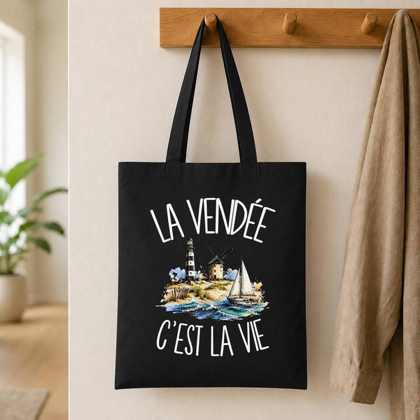 Tote Bag Noir La Vendée c'est la vie