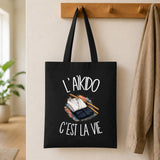 Tote Bag Noir L'aïkido c'est la vie