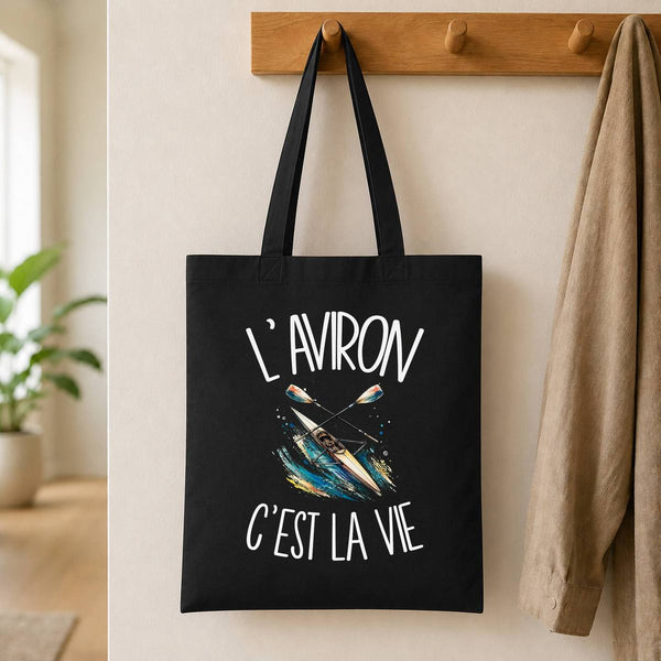Tote Bag Noir L'aviron c'est la vie