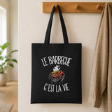 Tote Bag Noir Le barbecue c'est la vie
