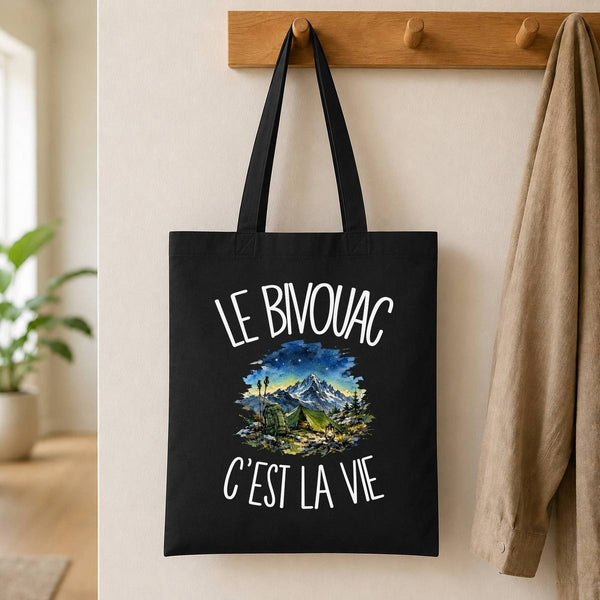 Tote Bag Noir Le bivouac c'est la vie