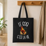 Tote Bag Noir Le coq c'est la vie