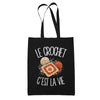 Tote Bag Noir Le crochet c'est la vie
