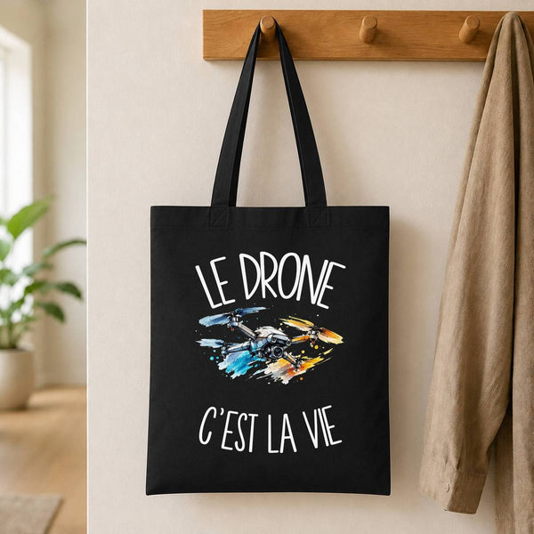 Tote Bag Noir Le drone c'est la vie