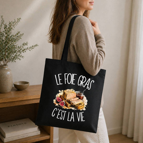 Tote Bag Noir Le foie gras c'est la vie