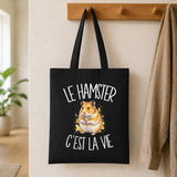 Tote Bag Noir Le hamster c'est la vie