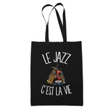 Tote Bag Noir Le jazz c'est la vie